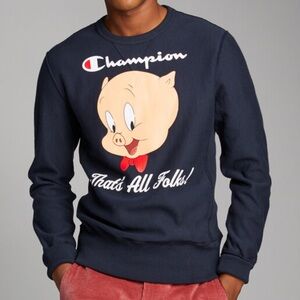 NWT Champion Todd Snyder Looney Tunes Blue Crew Sweatshirt Mens Large Canada NEW